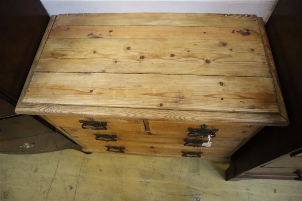 A small late Victorian pine chest, width 90cm, depth 47cm, height 80cm